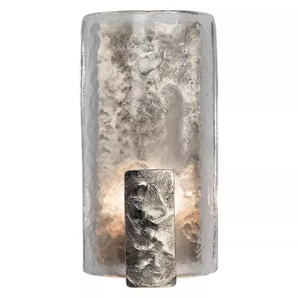 Textured Glass & Cast Steel Wall Sconce | Dimmable Modern Light - Sconces