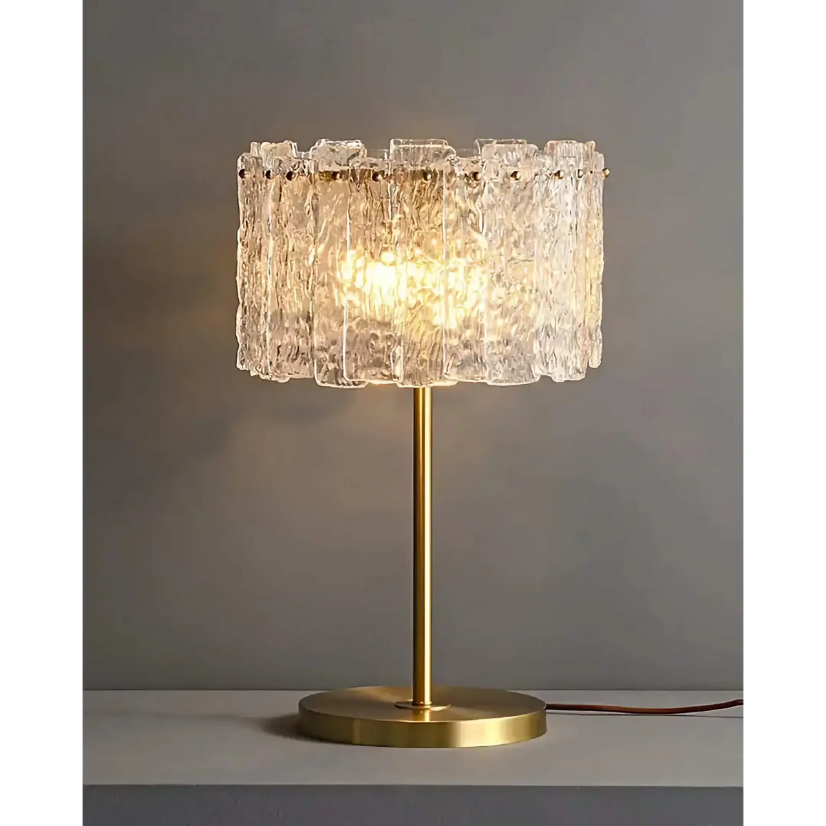 Textured Glass and Brass Table Lamp for Living Room Bedroom | Art Deco Modern Dimmable Option Casalola Lights Luxury