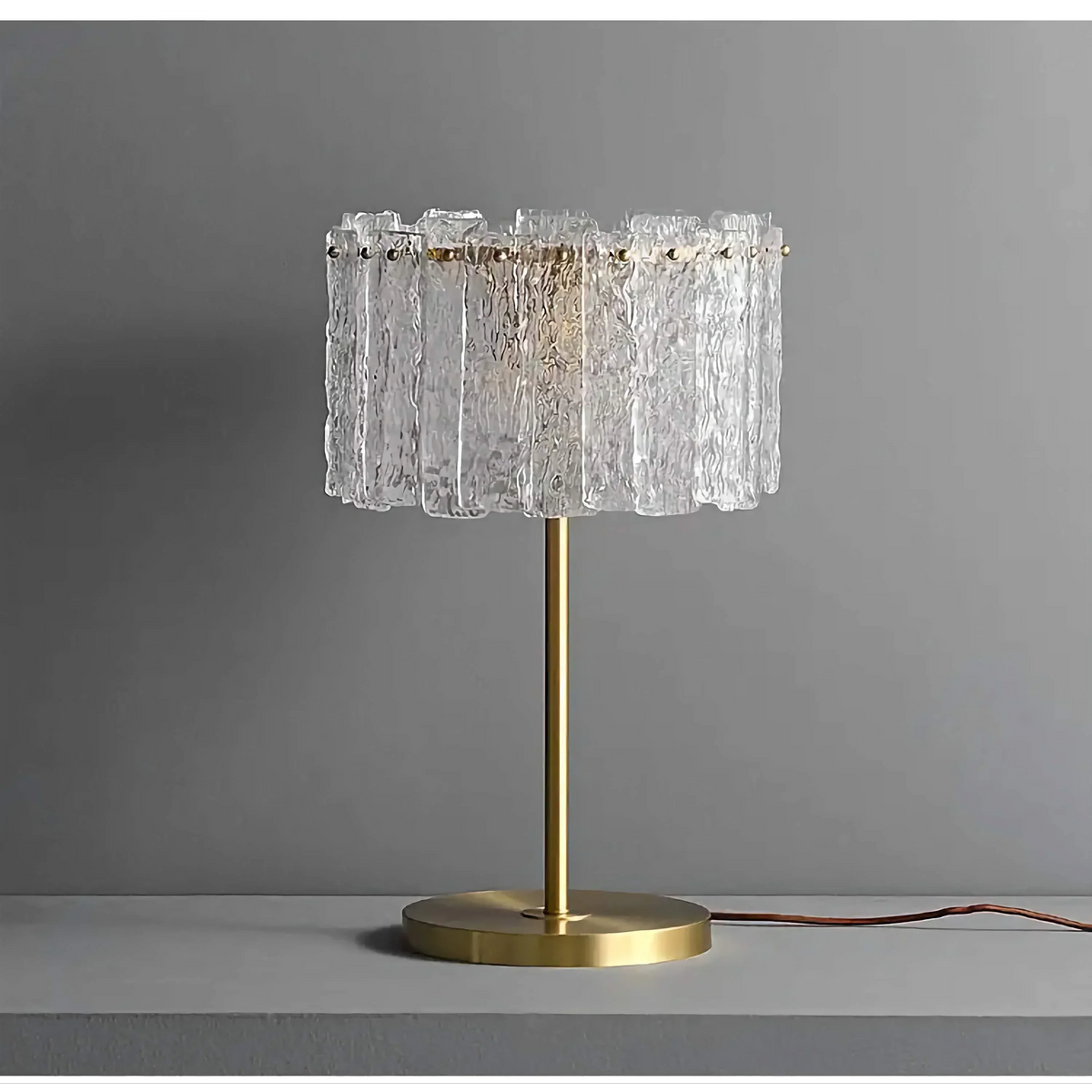 Textured Glass and Brass Table Lamp for Living Room Bedroom | Art Deco Modern Dimmable Option Casalola Lights Luxury