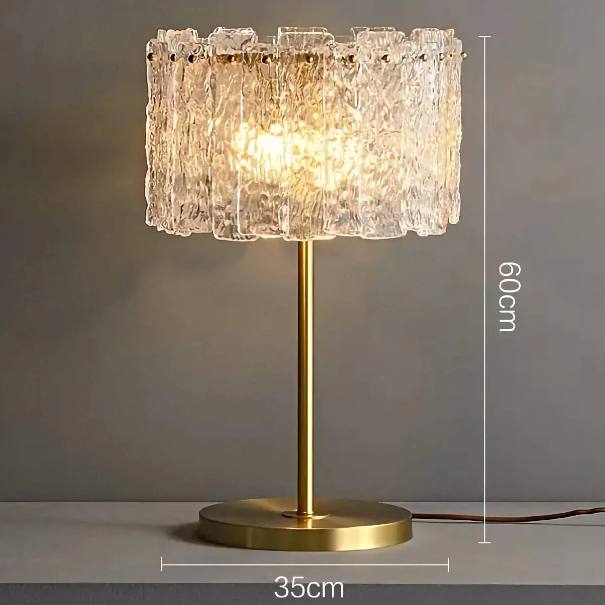 Textured Glass and Brass Table Lamp for Living Room Bedroom | Art Deco Modern Dimmable Option Casalola Lights Luxury