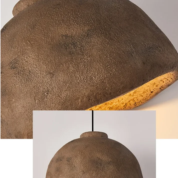Wabi-sabi Pendant Light 35-45cm | Textured Earth-tone Resin Hanging Lamp Japandi Dining & Bedroom Casalolalights Luxury
