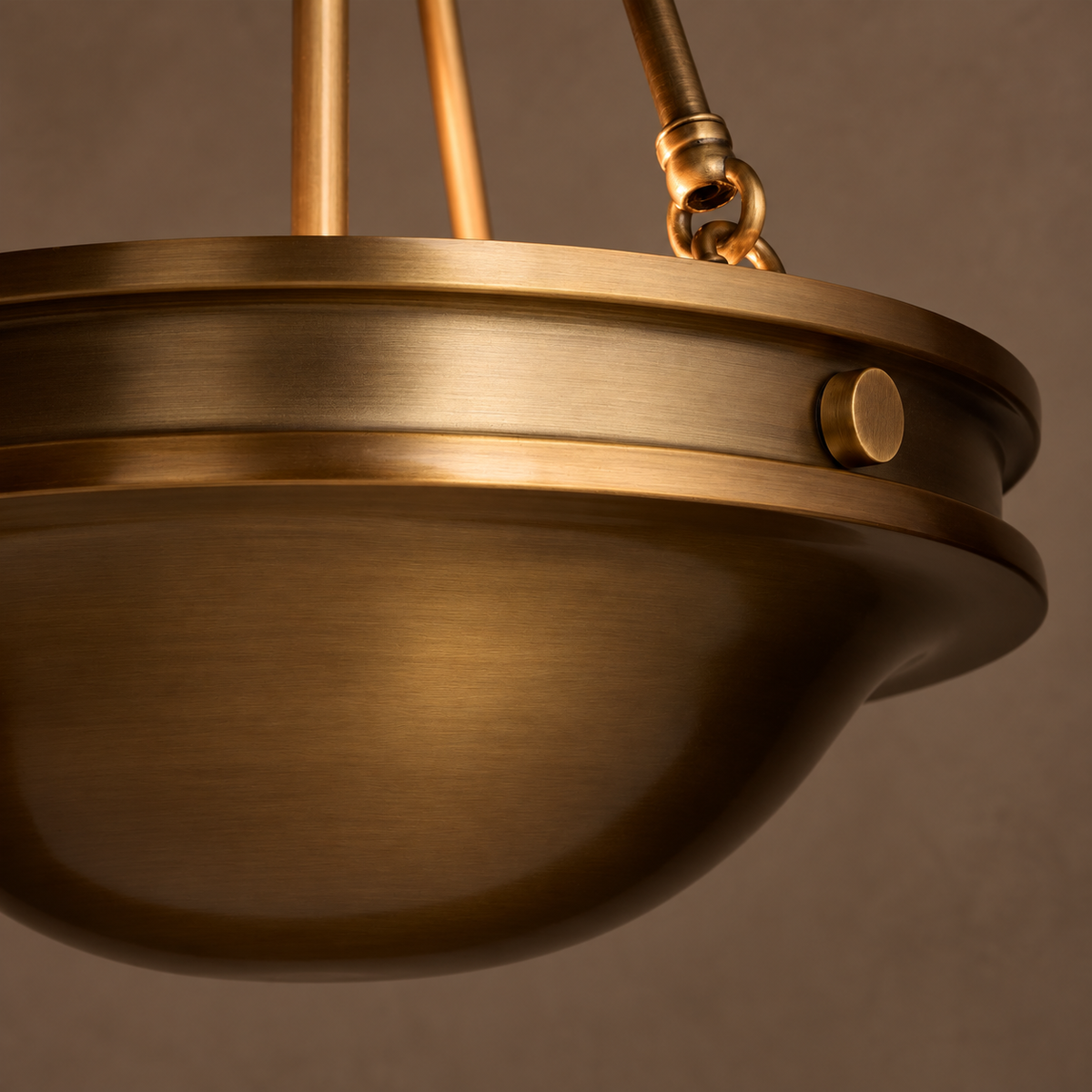 Antique Brass Bowl Semi Flush | Warm Metal Light where there is no Height for a Pendant Two Sizes Casalola Lights