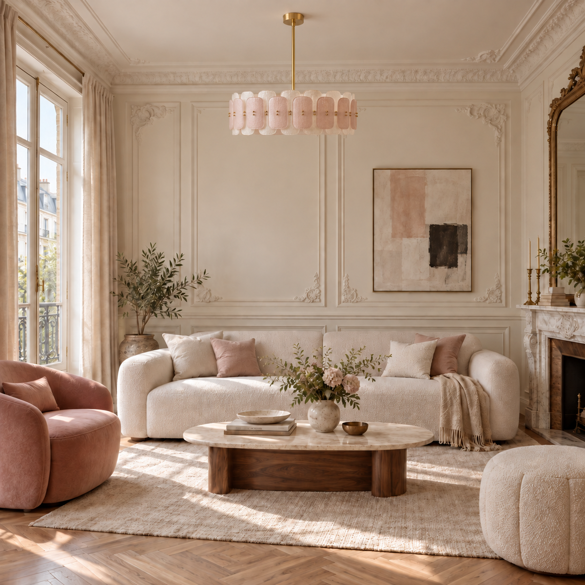 Glass and Brass Chandelier Compact Height | Focal Point Without a Long Drop from an 8 Ft Ceiling Casalola Lights Luxury
