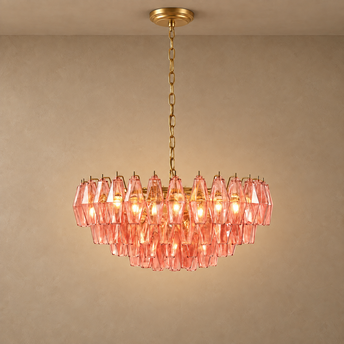 Clear Glass Candle Chandelier Brass | Nine Lights Kept Low for an 8 Ft Ceiling Wide Horizontal Casalola Luxury Lamps