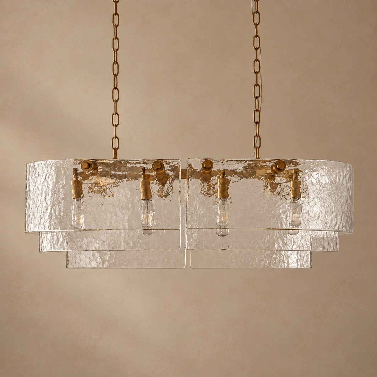 Clear Glass Linear Chandelier Brass | Over a Kitchen Island Custom Chain for High Ceiling Casalola Lights Luxury Lamps