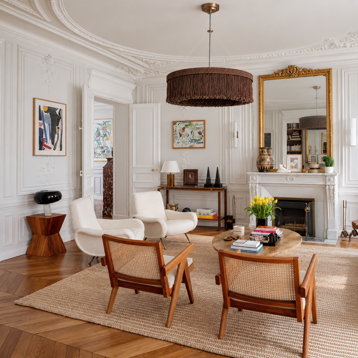 Burgundy Rattan Ring Chandelier 12 Light | Wide Shallow that Spreads Without Hanging Low Casalola Lights Luxury Lamps