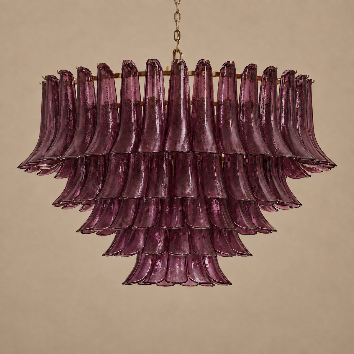 Large Burgundy Glass Chandelier Brass | Two Story Foyer or Hotel Lobby Custom Drop for High Ceiling Casalola Lights