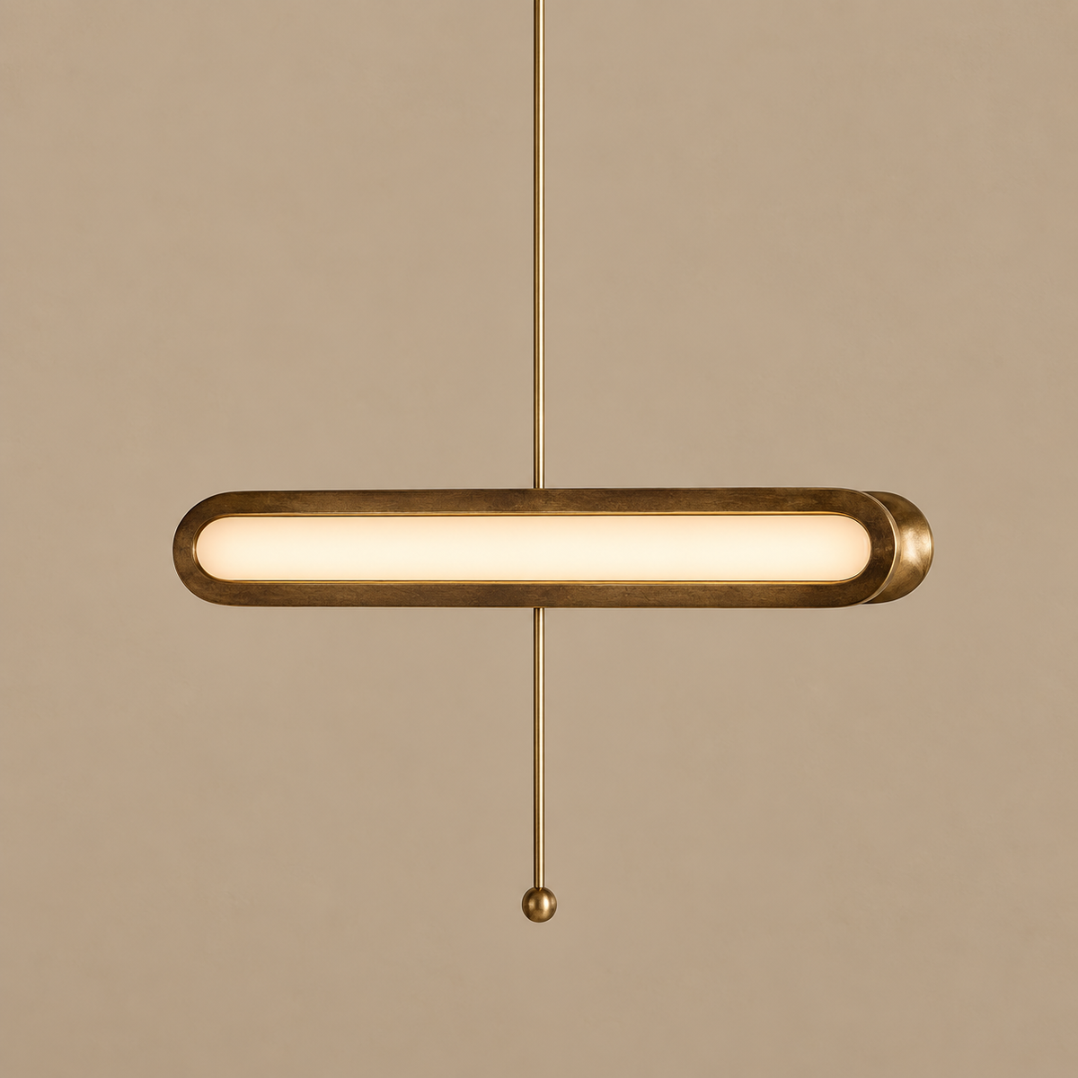 Opal Glass Pill Pendant Solid Copper | Hang it Vertical or Horizontal one Continuous Bar of Light Casalola Lights