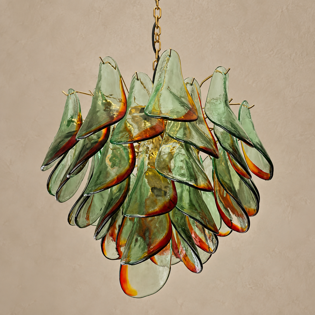 Glass and Brass Chandelier 7 or 13 Light | Small for a Bedroom Larger Open Plan Living Sloped Casalola Lights Luxury