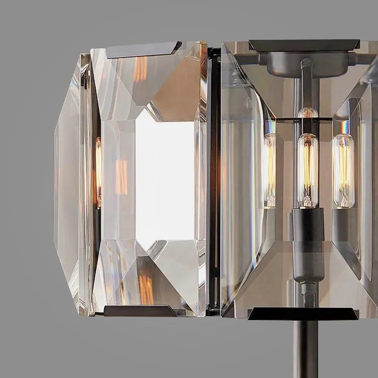 Solid Copper Table Lamp | Faceted Crystal Prism Shade | 60cm Art Deco Desk Light | Heavy Weighted Base | Casalola