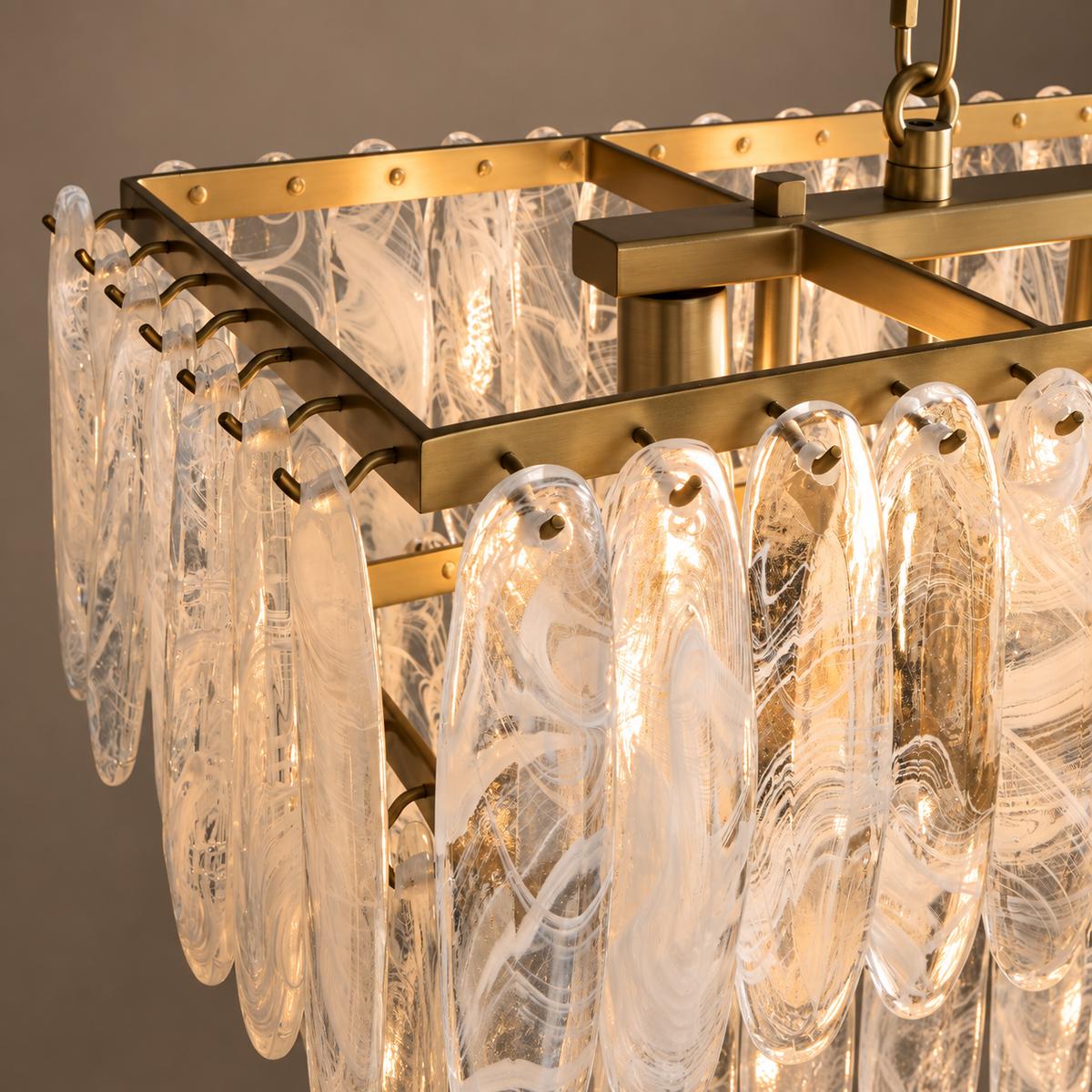 Extra Long Glass Linear Chandelier Brass | one Line of Light Instead Pendants Over a Table Casalola Lights Luxury Lamps