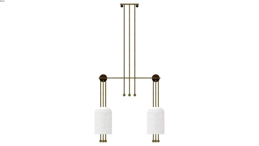 Ceramic Linear Chandelier for Dining Room | Fluted Unglazed Solid Copper 37 in Long 2 Lights Casalola Luxury Lamps