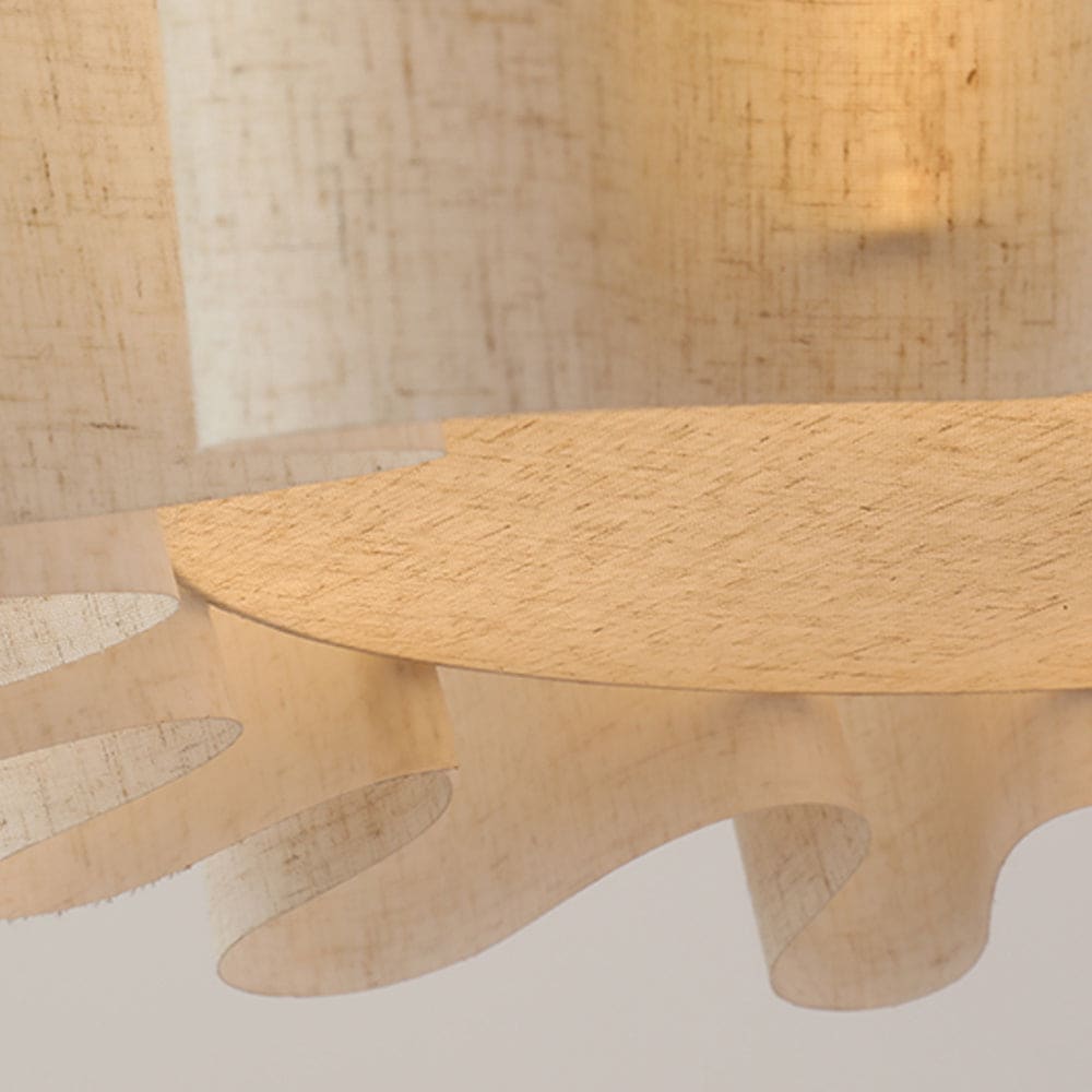 Japanese Style Pendant Light | Hand-knitted Fabric Lampshade | Warm Minimalist Japandi Biophilic - Lamps