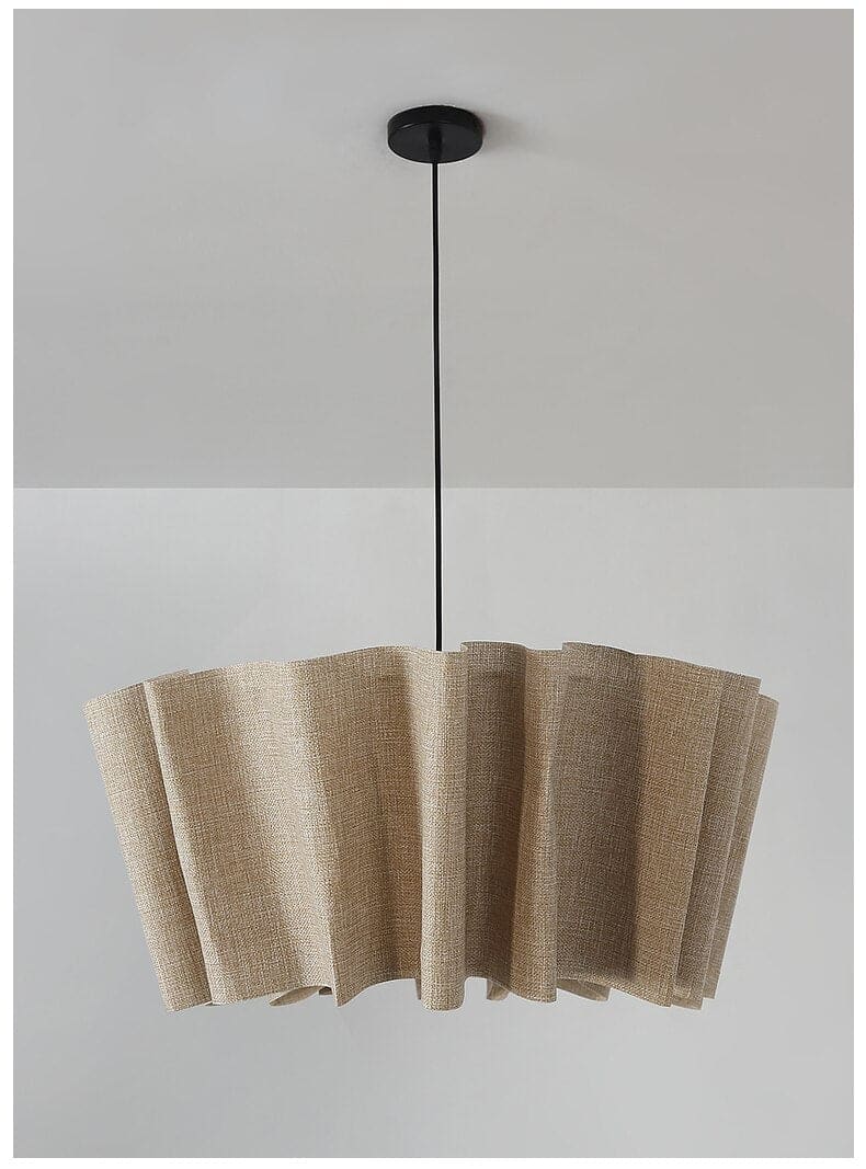 Japanese Style Pendant Light | Hand-knitted Fabric Lampshade | Warm Minimalist Japandi Biophilic - Lamps