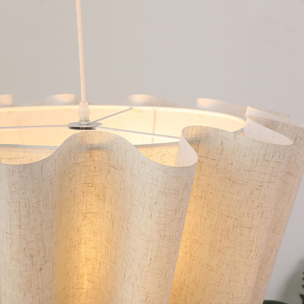 Japanese Style Pendant Light | Hand-knitted Fabric Lampshade | Warm Minimalist Japandi Biophilic - Lamps
