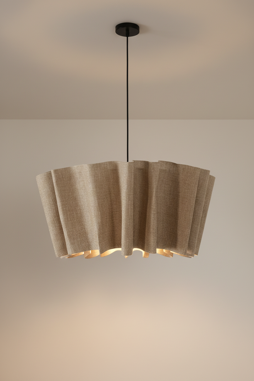 Japanese Style Pendant Light | Hand-knitted Fabric Lampshade | Warm Minimalist Japandi Biophilic Casalolalights Luxury