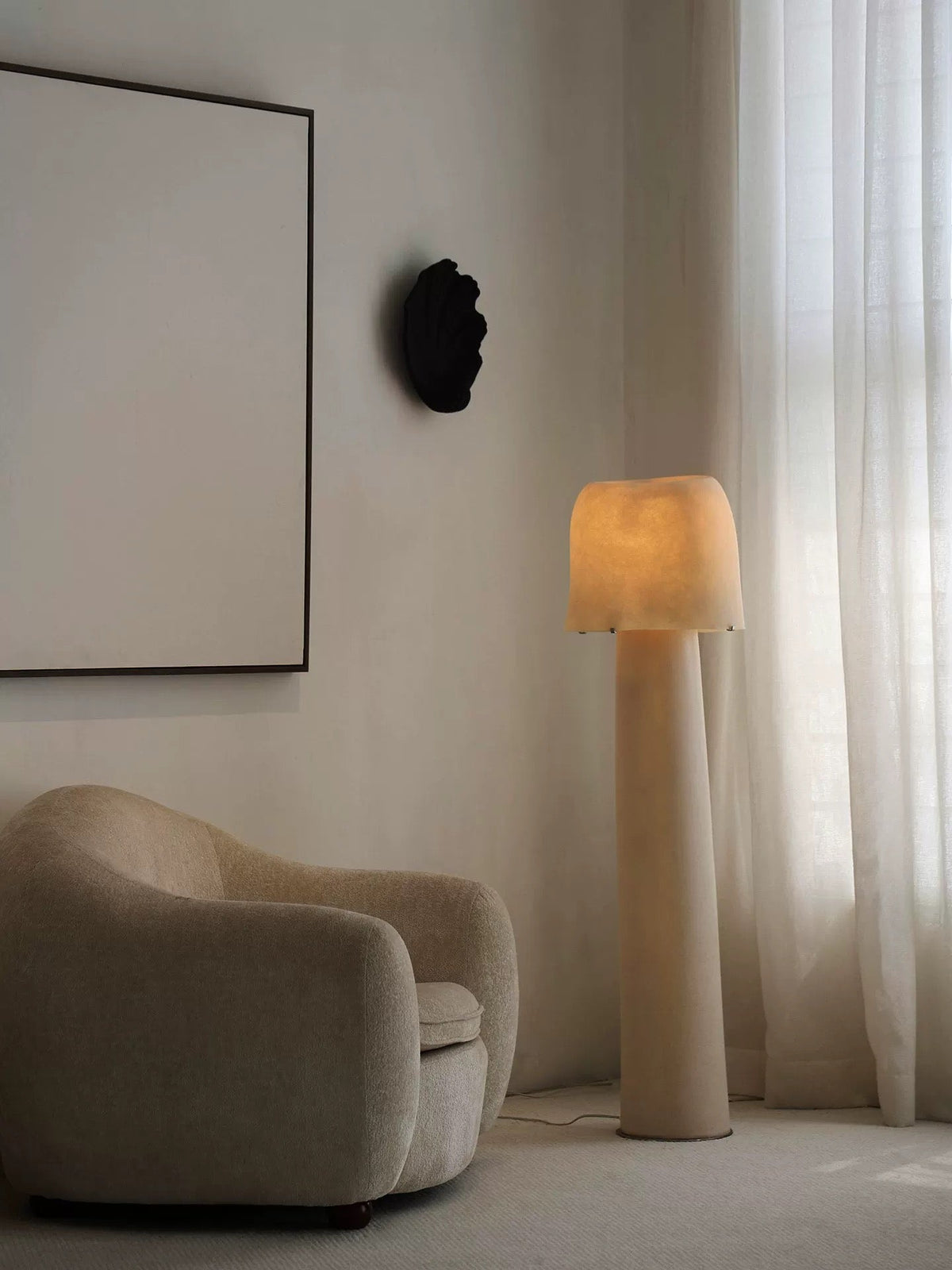 Washi Texture Resin Column Floor Lamp | Soft Internal Glow Slim 35cm Profile 132cm Tall Japandi Casalola Lights Luxury