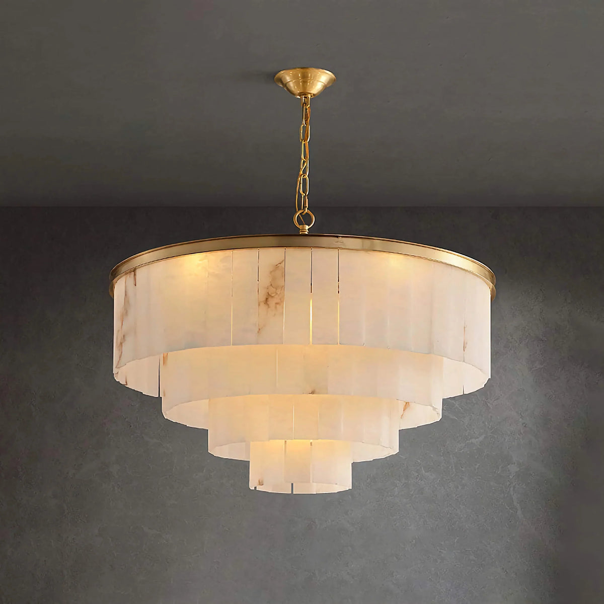 Tiered Alabaster Chandelier for Dining Room | Solid Brass 2 to 5 Tiers 45 100 Cm (17.7 39.4″) Casalola Lights Luxury