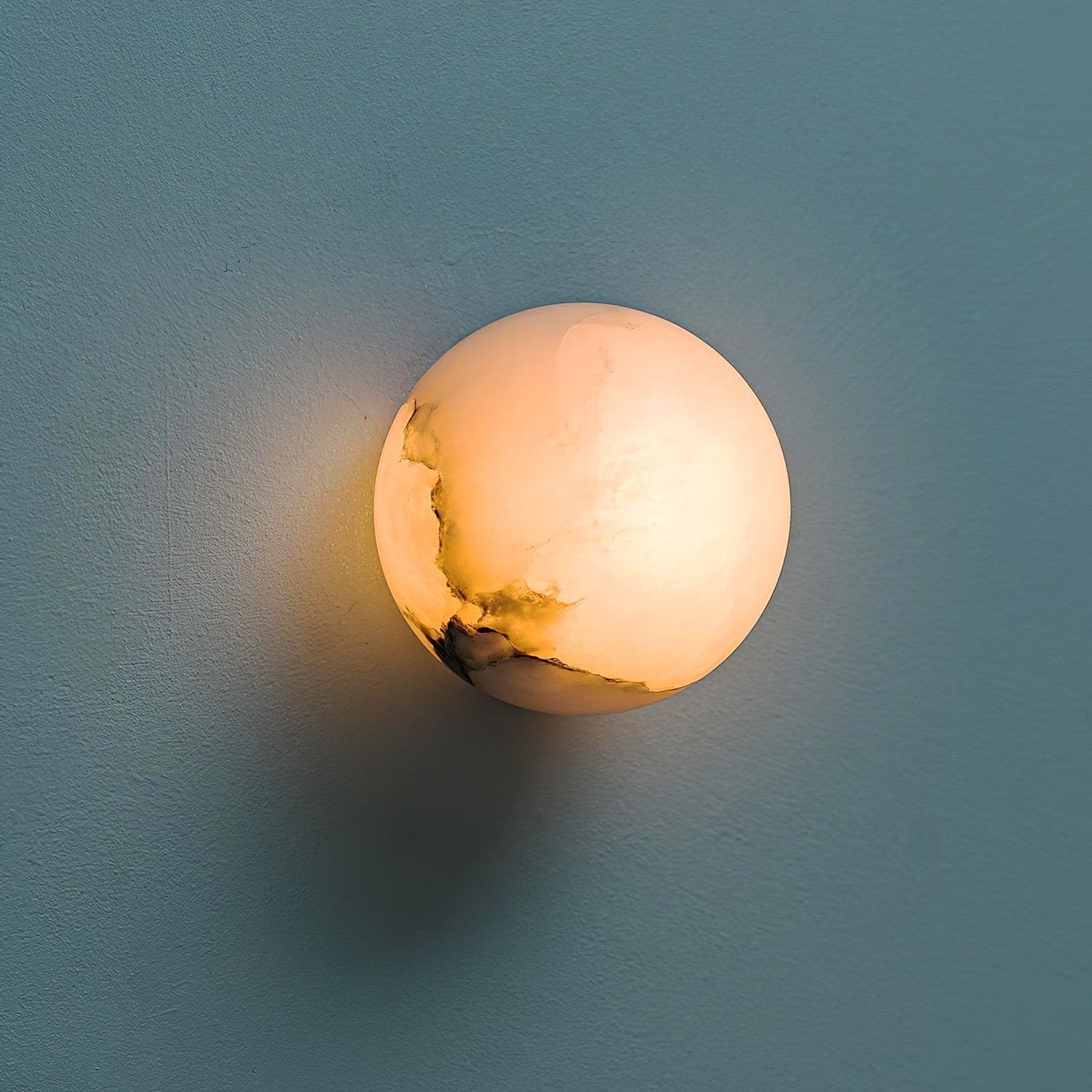 Alabaster Globe Wall Sconce – Brass Mount for Bedroom & Hallway - Sconces