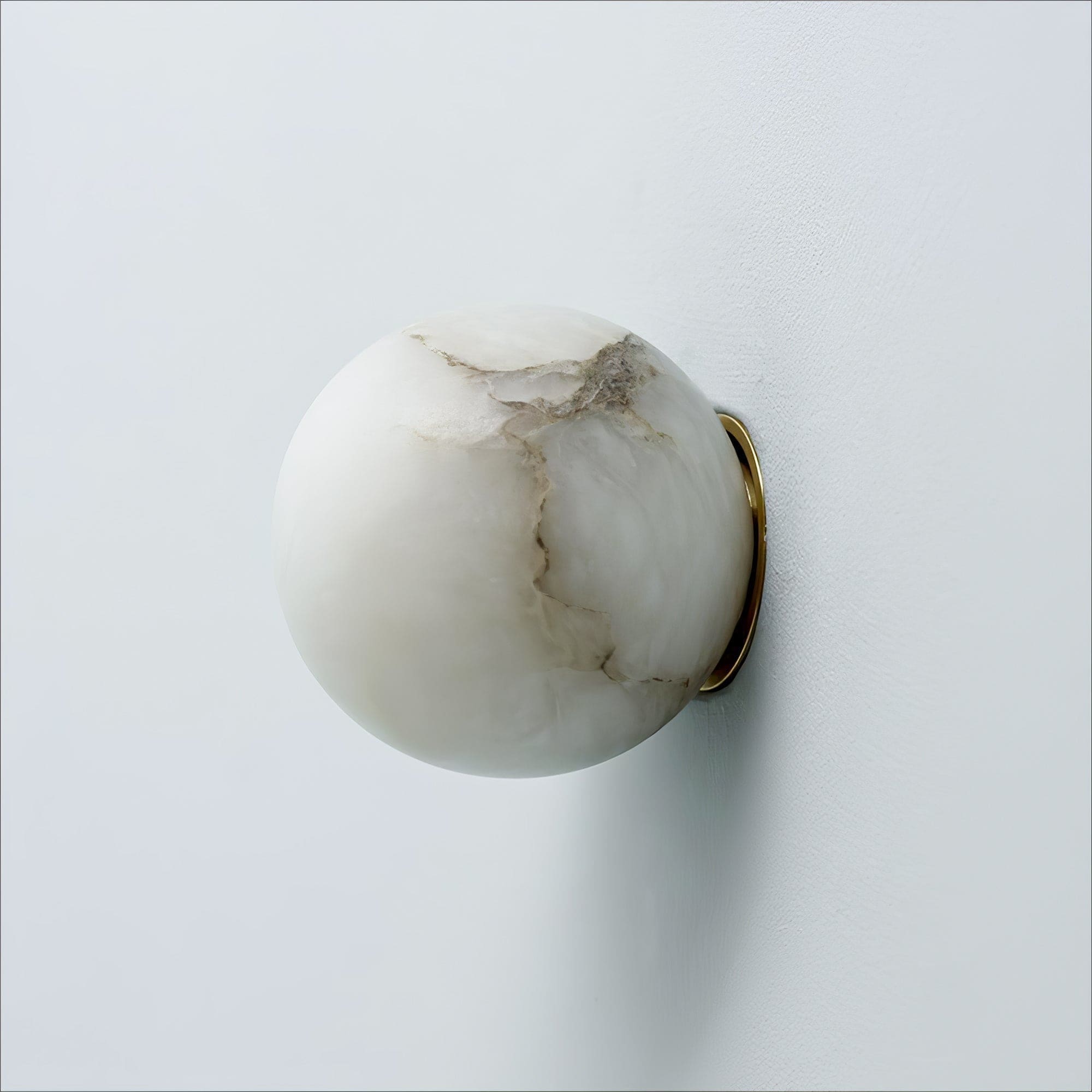 Alabaster Globe Wall Sconce – Brass Mount for Bedroom & Hallway - Sconces