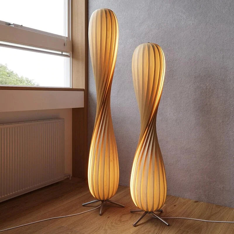 Tr7 Designer Floor Lamp for Living Room Wood Birch Modern Minimalism Decor