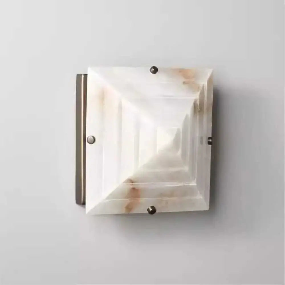 Trapezoidal Alabaster Wall Sconce | Pagoda Form Accent Light - Sconces