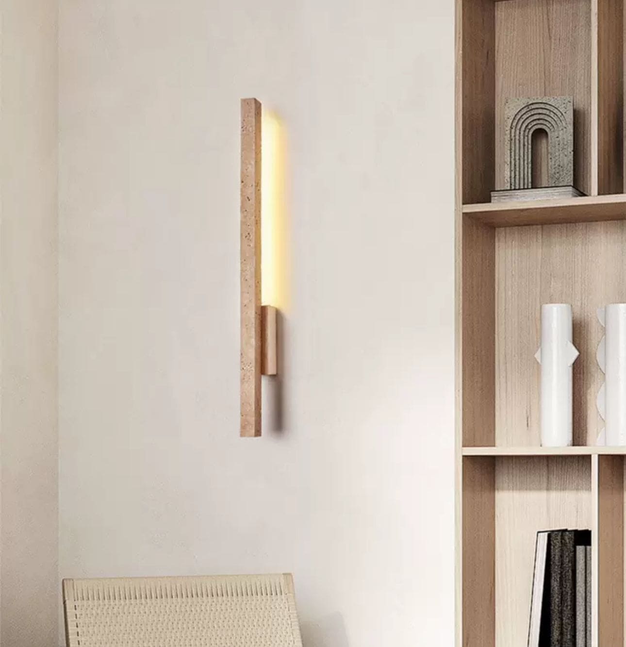 Travertine Wall Sconces for Bathroom Living Room with Warm Led Light Modern Minimalism Home Decor