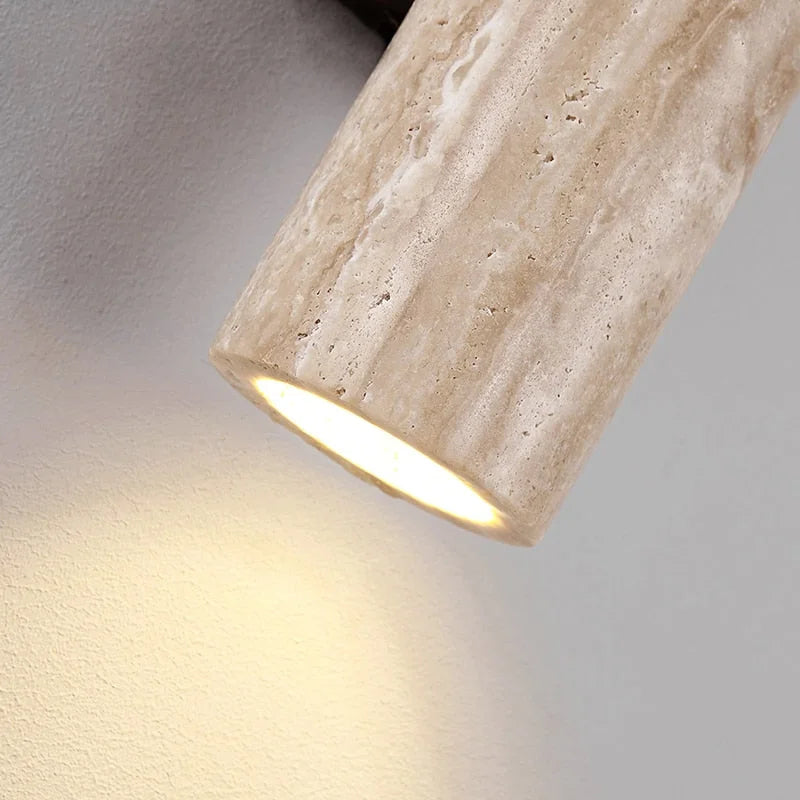 Genuine Travertine Cylinder Wall Sconce | Up & Down Hallway Light Staircase Wabi Sabi Casalola Lights Luxury Lamps