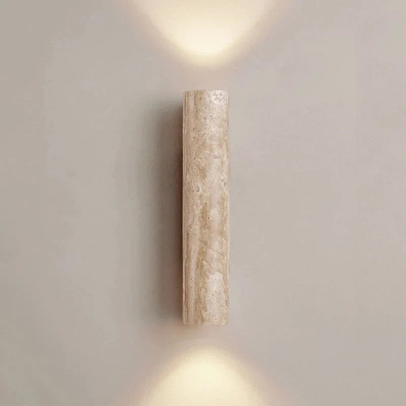 Genuine Travertine Cylinder Wall Sconce | Up & Down Hallway Light Staircase Wabi Sabi Casalola Lights Luxury Lamps
