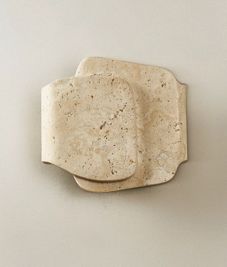 Genuine Travertine Layered Wall Sconce | Ip44 Hallway Low Profile Up & Down Light Dimmable Casalola Lights Luxury Lamps