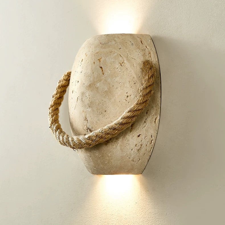 Travertine Wall Sconce – Natural Stone & Rope G9 Light for Hallway Bedroom or Staircase Casalolalights Luxury Lamps