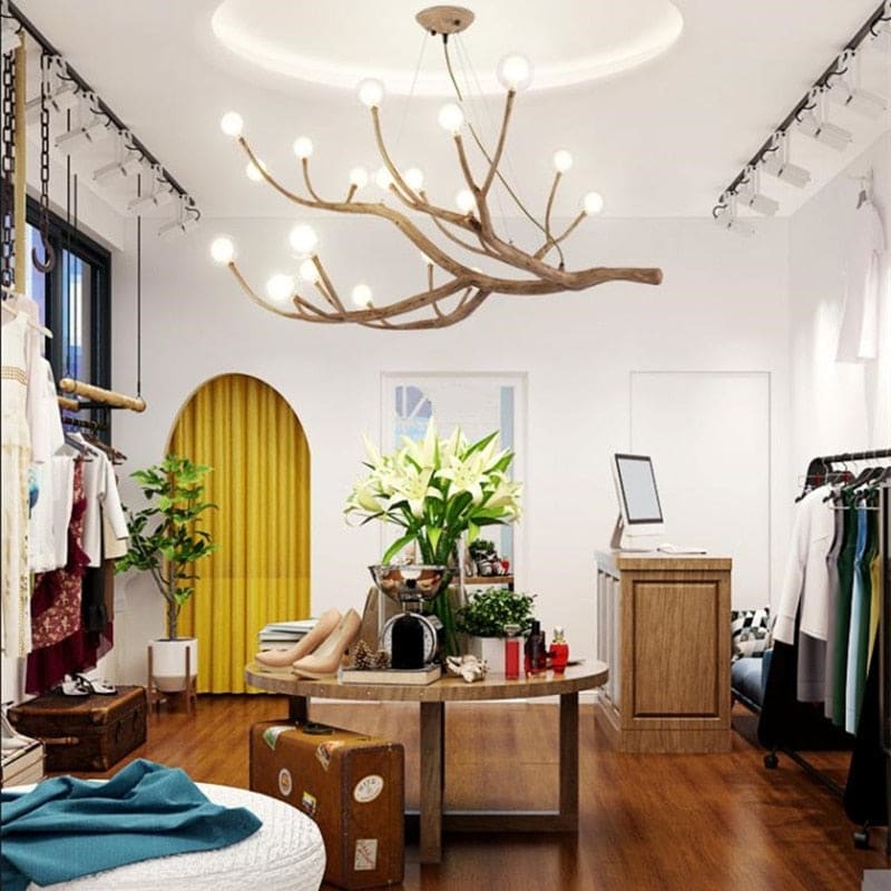 Tree Branch Ceiling Light Fixtures | Chandelier for Rustic Biophilic Design - Chandeliers