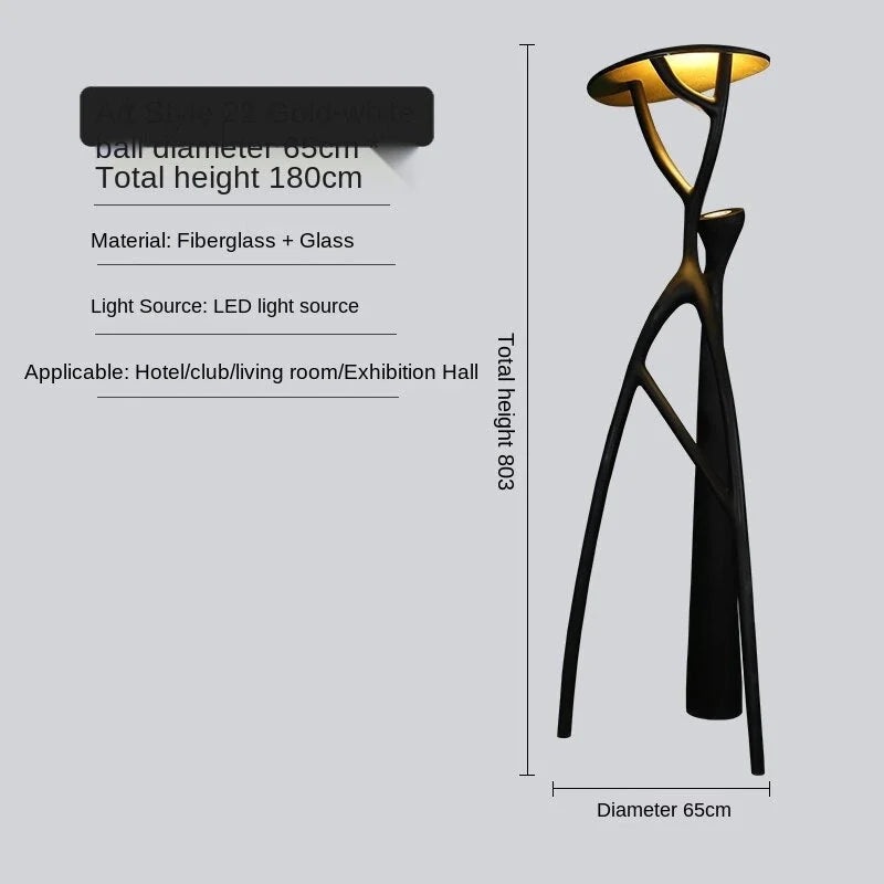 Black Sculptural Tree Floor Lamp | Resin Form | Architectural Accent Piece
