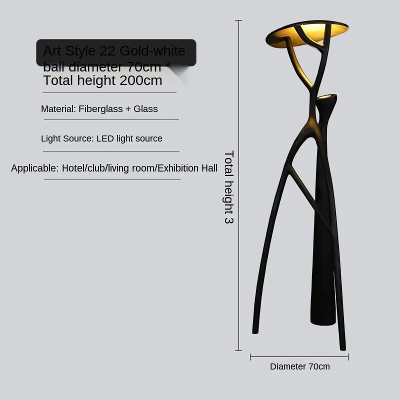 Black Sculptural Tree Floor Lamp | Resin Form | Architectural Accent Piece