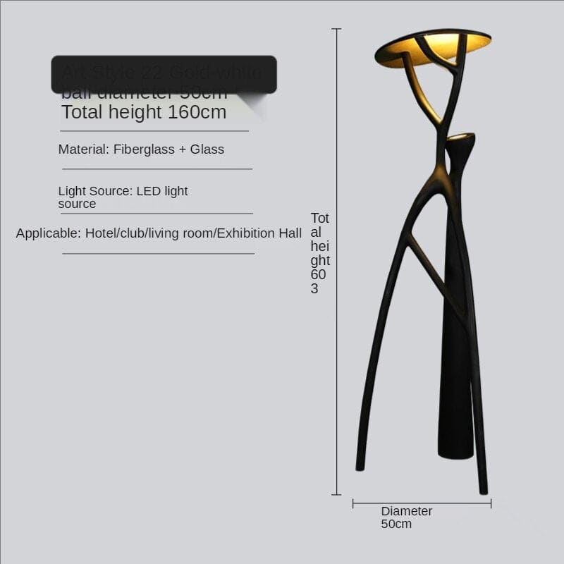 Architectural Resin Floor Lamp | Sculptural Tree Light - Lamps