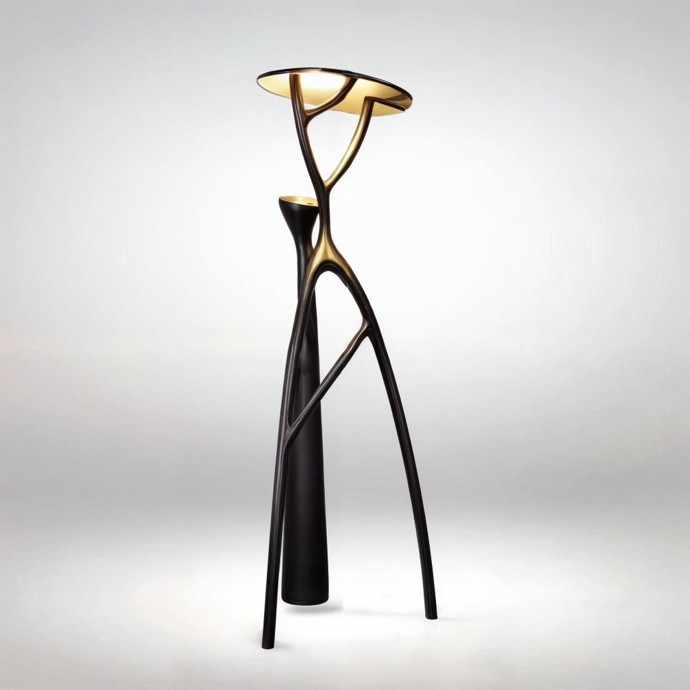 Architectural Resin Floor Lamp | Sculptural Tree Light - Lamps