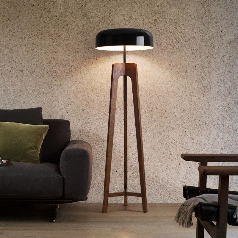 Tripod Lamp Wood Black Acrylic Lampshade Table and Floor Lighting Japandi Decor - Lamps