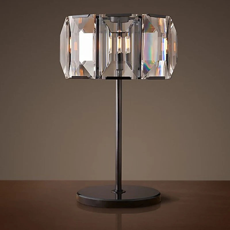 Copper and Crystal Table Lamp for Bedside Desk | Faceted Prism Shade Art Deco 60 Cm Casalola Lights Luxury Lamps