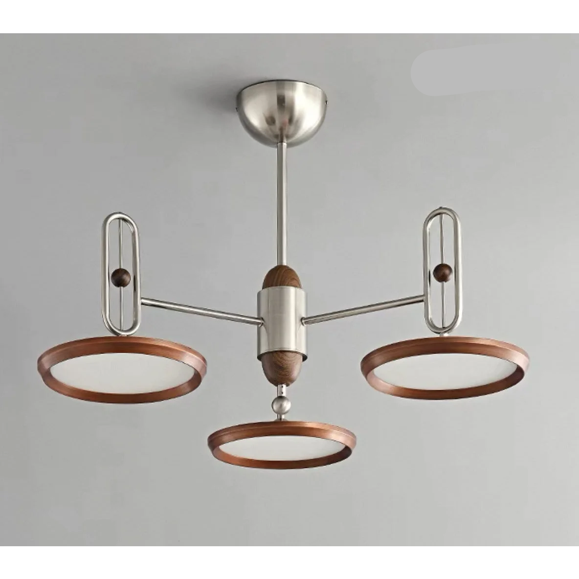Retro Disc Modern Chandelier | Triple Brushed Steel Ceiling Light Fixture