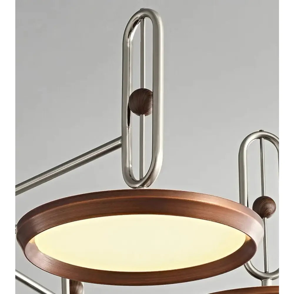 Retro Disc Modern Chandelier | Linear Brushed Steel Ceiling Light Fixture - Pendant Lamps