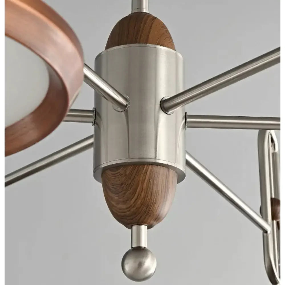 Retro Disc Modern Chandelier | Linear Brushed Steel Ceiling Light Fixture - Pendant Lamps
