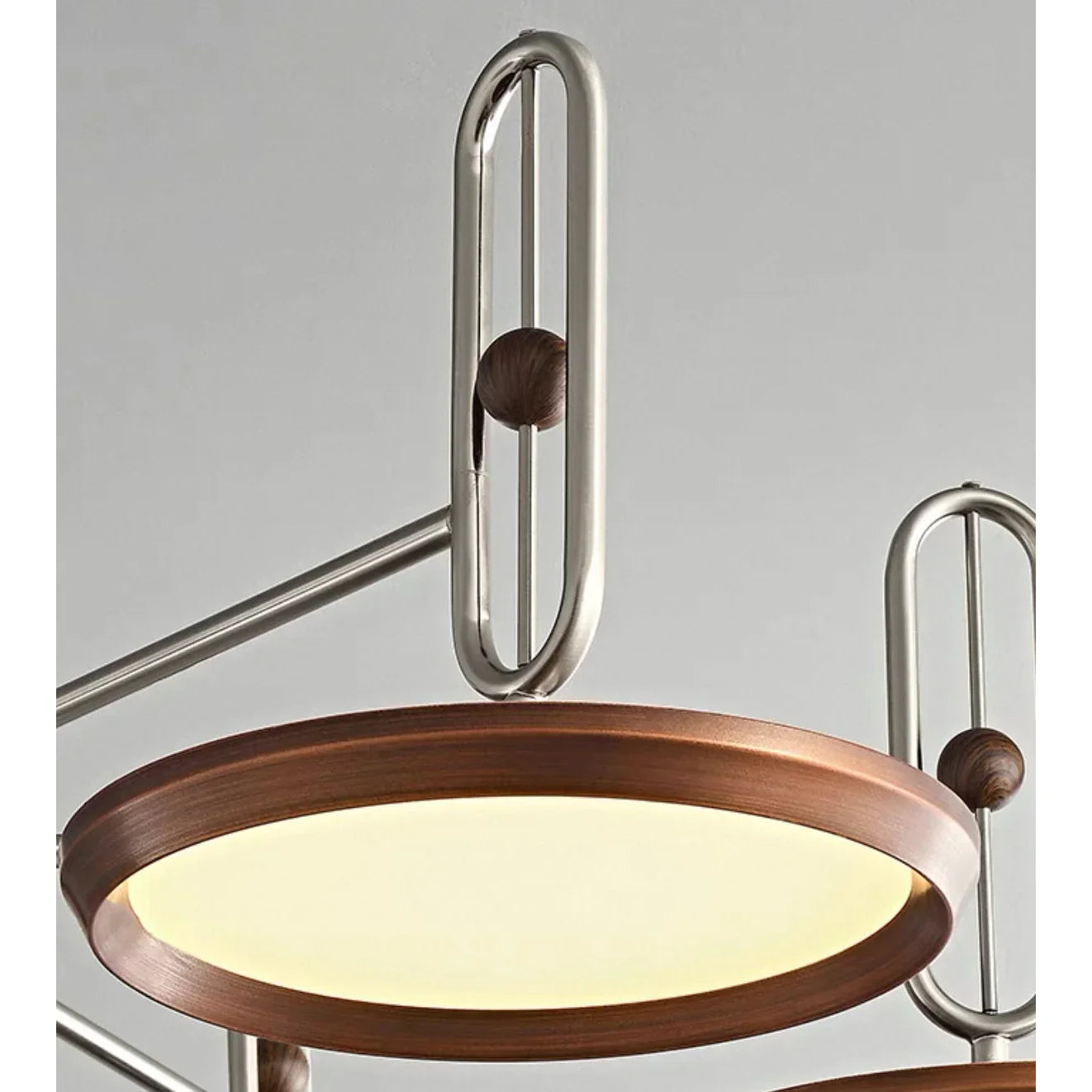 Retro Disc Modern Chandelier | Linear Brushed Steel Ceiling Light Fixture