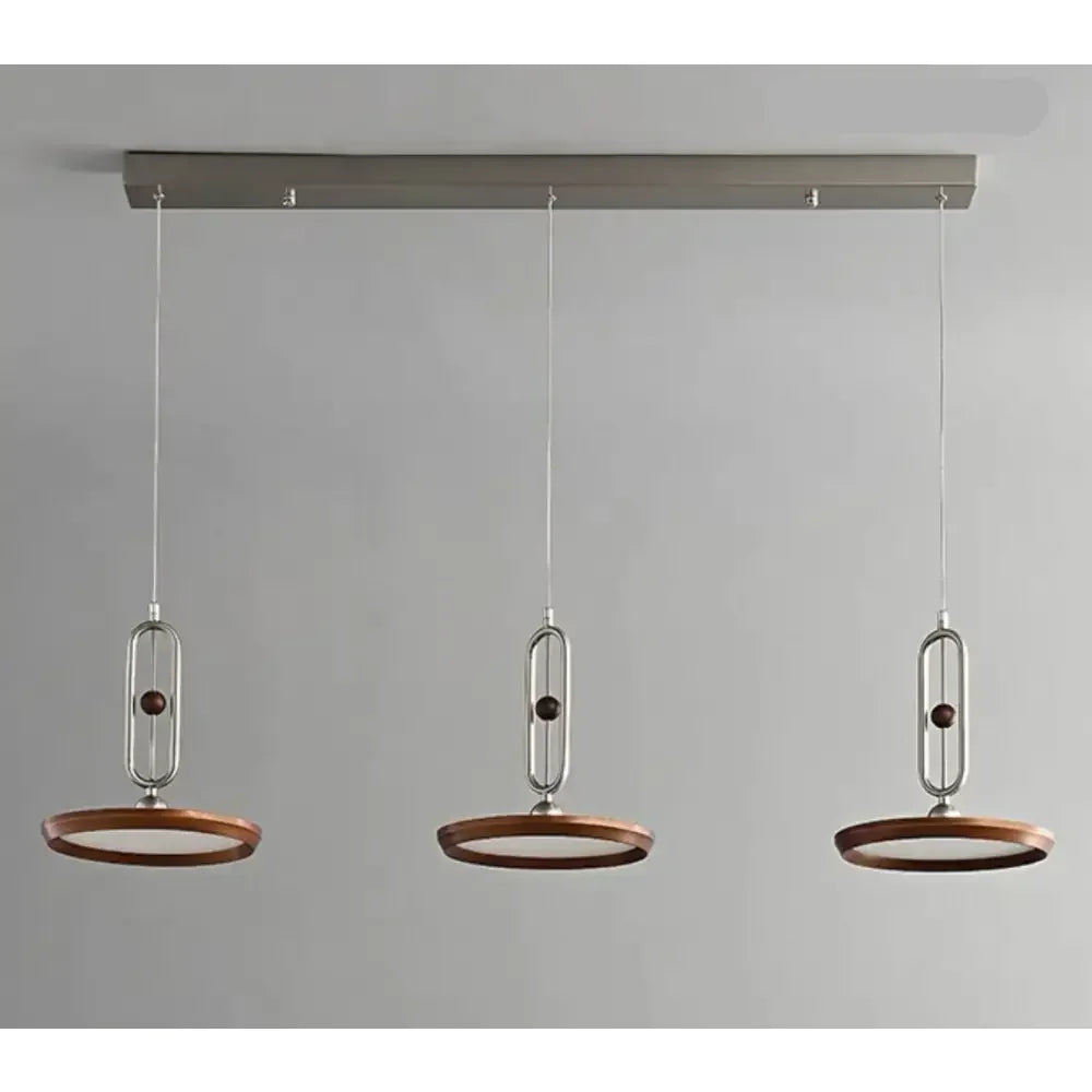 Retro Disc Modern Chandelier | Linear Brushed Steel Ceiling Light Fixture - Pendant Lamps