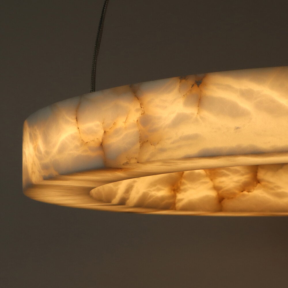 Alabaster Halo Chandelier for Dining Room or Stairwell | Three Rings 100 80 50 Cm (39.4 31.5 19.7″) Casalola Lights
