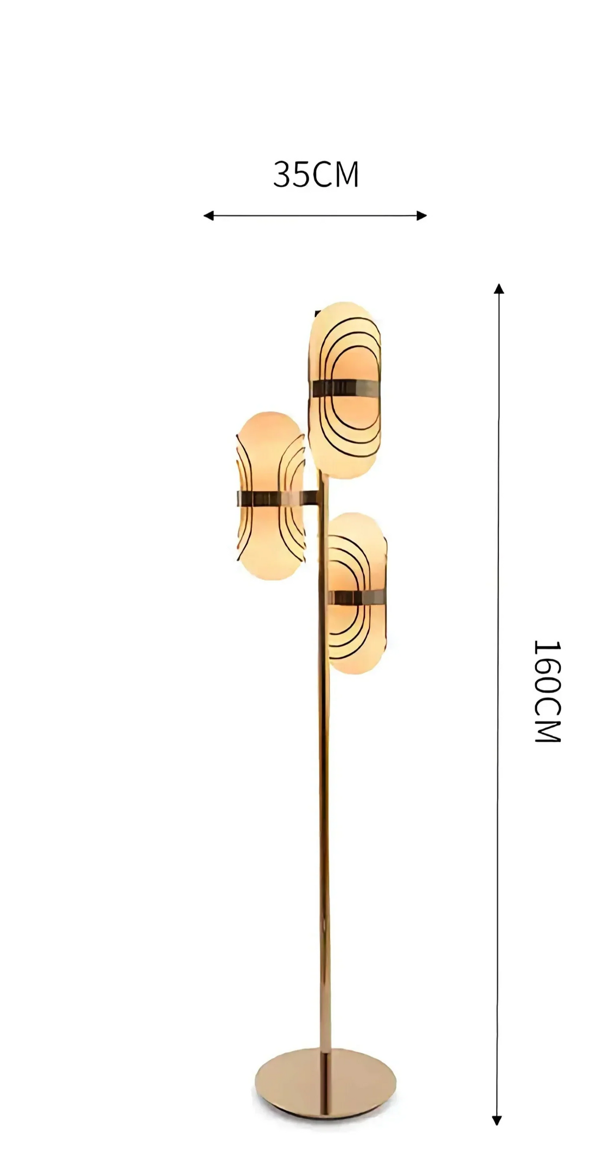 Gold 3 Light Floor Lamp for Living Room and Entryway | Modern Glass Shades Art Deco Stainless Steel Casalola Lights