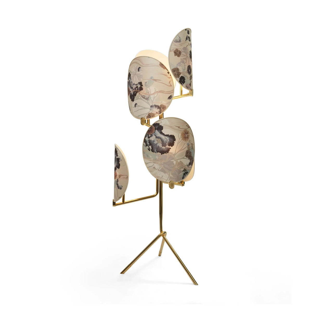 Botanical Glass 5 Screen Floor Lamp Brass Tone | 166cm Tall Patterned Glow Art Deco Warm 2700k Casalola Lights Luxury