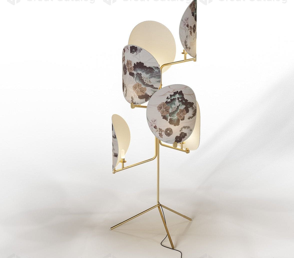Unique Floor Lamps | Designer Furniture | Floral Fabric & Copper Design