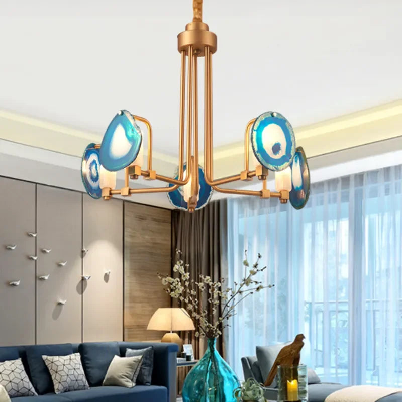 Semi-flush Mount Ceiling Lamp - the Two Tier Agate Chandelier for Living Rooms and Kitchens