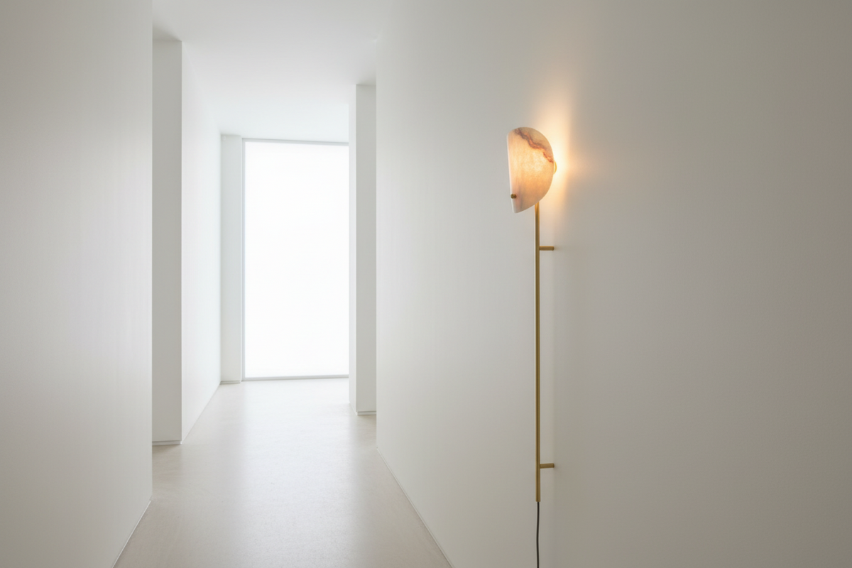 Genuine Onyx Rail Wall Sconce Brass | Bedside Reading Light Tall Hallway 76cm 2700k Casalola Lights Luxury Lamps