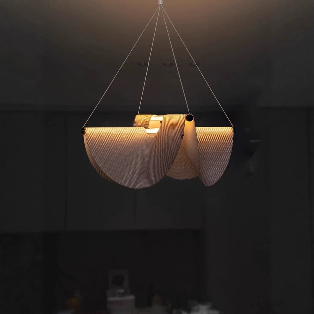 Linear Draped Silk Pendant Light | Modern Architectural Suspension | Dutch & Iron Frame | Available in 78cm 118cm